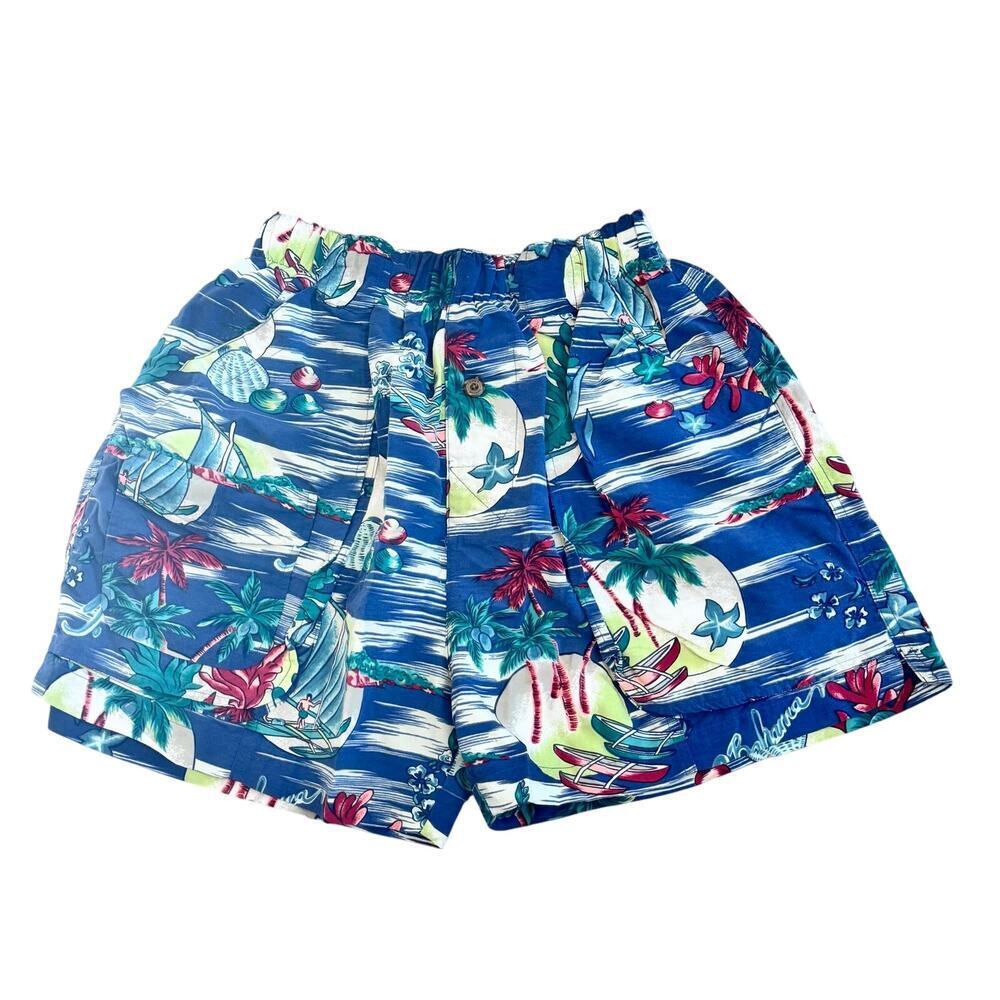 TOMMY BAHAMA Swim Trunks Blue Tropical Hawaiian Print Men's Sz Small